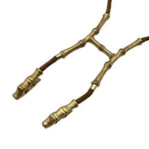 HERMES Bamboo - Brown Gold Leather Hardware None Necklace 329-072825